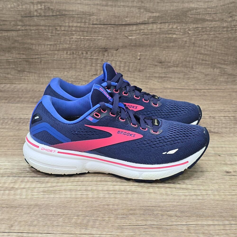 Brooks Ghost 15 GTX Women's Navy and Pink Athletic Shoes